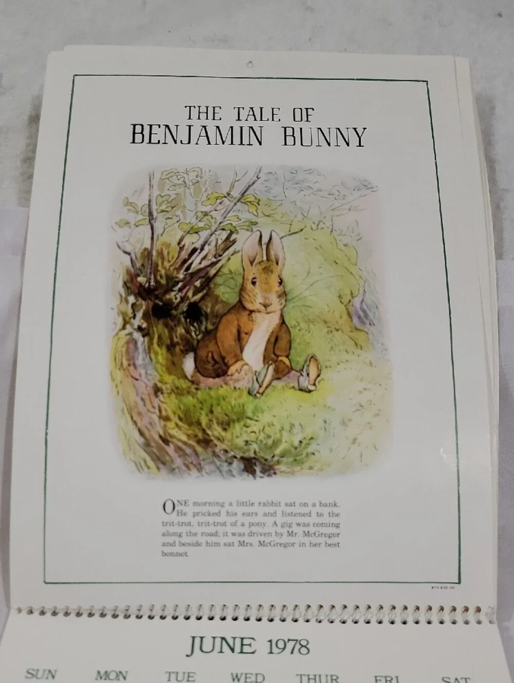 Vintage 1978 The Tales Of Beatrix Potter Calender